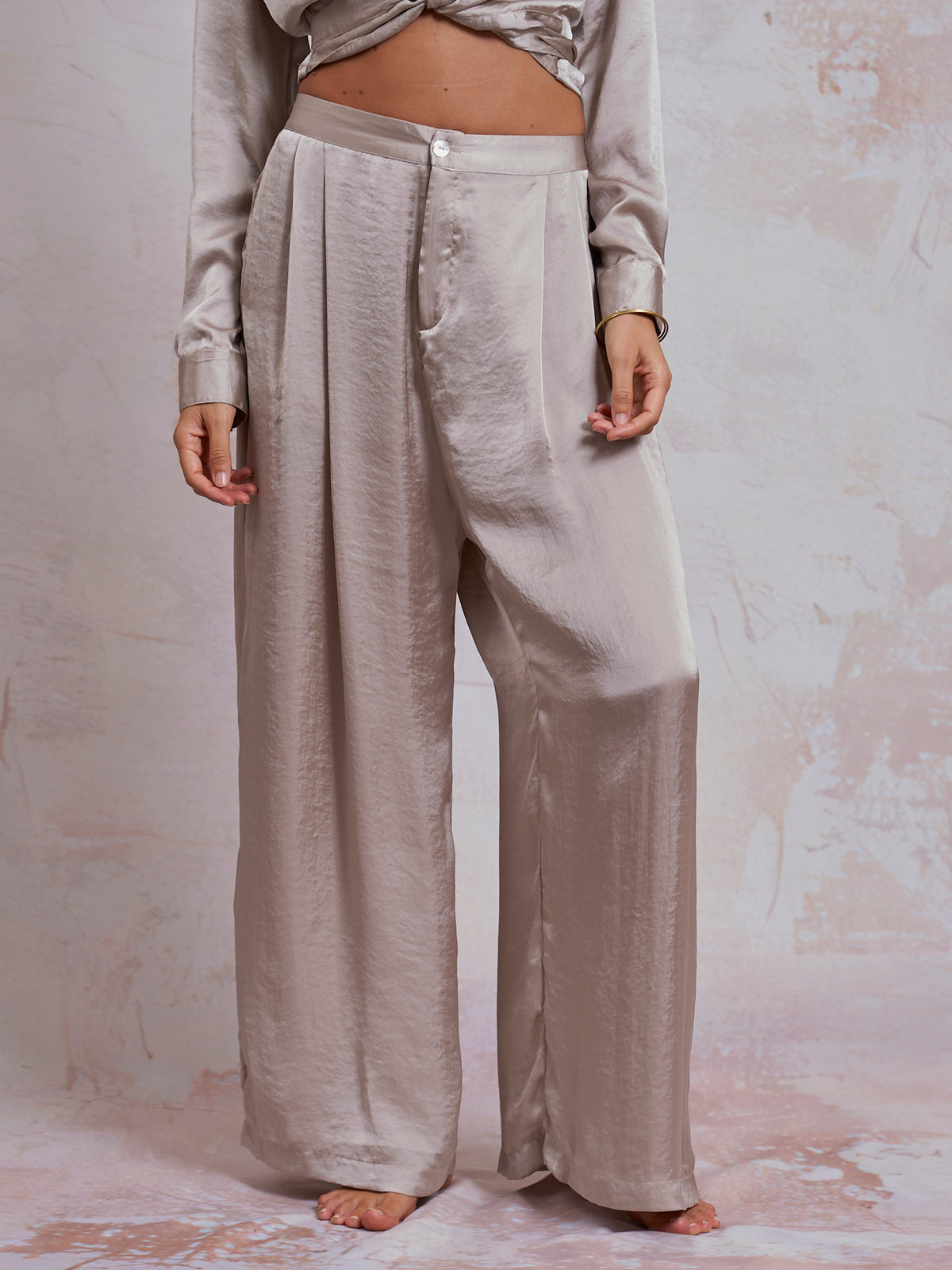 Taupe Satin Sara Pants