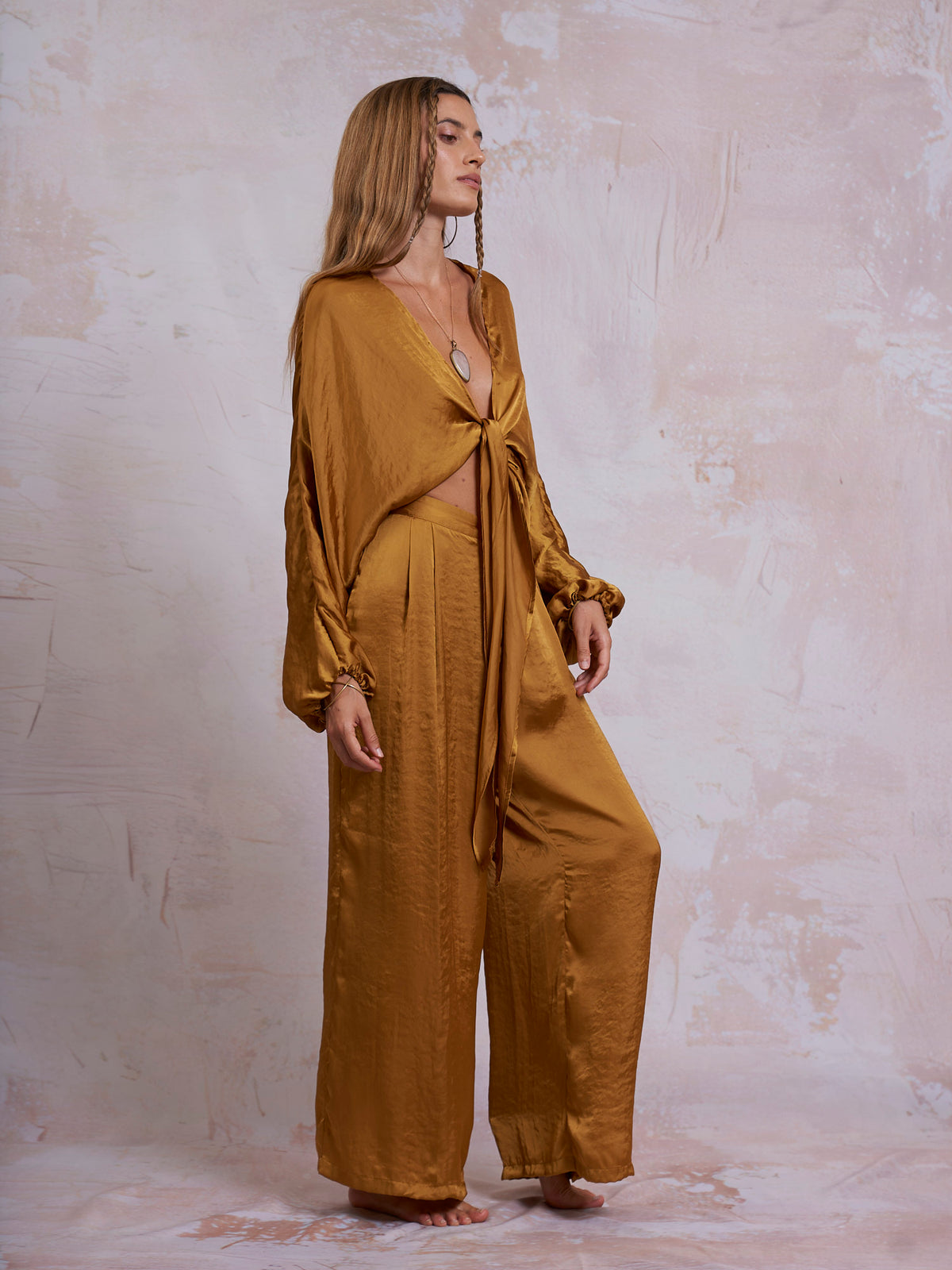 Gold Satin Selene Top