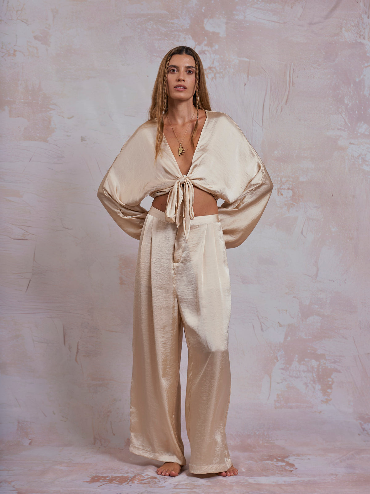 Ivory Satin Selene Top