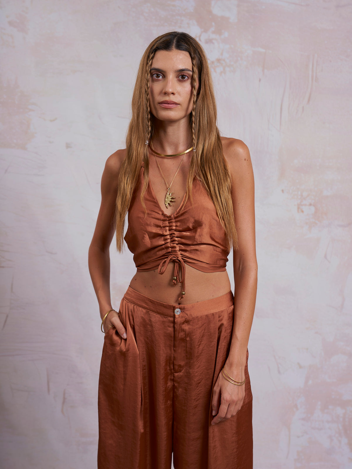 Copper Satin Lua Top