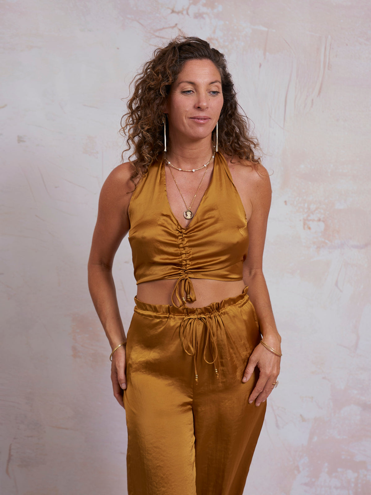 Gold Satin Lua Top