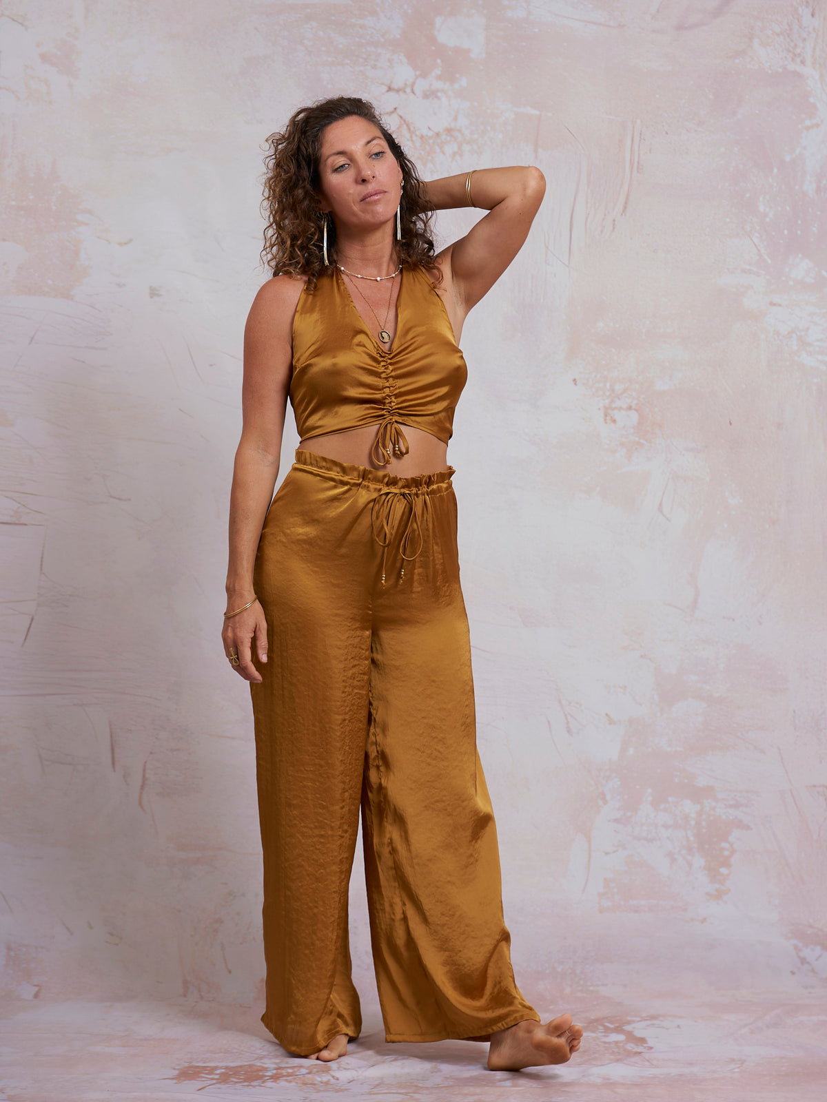 Gold Satin Lua Top