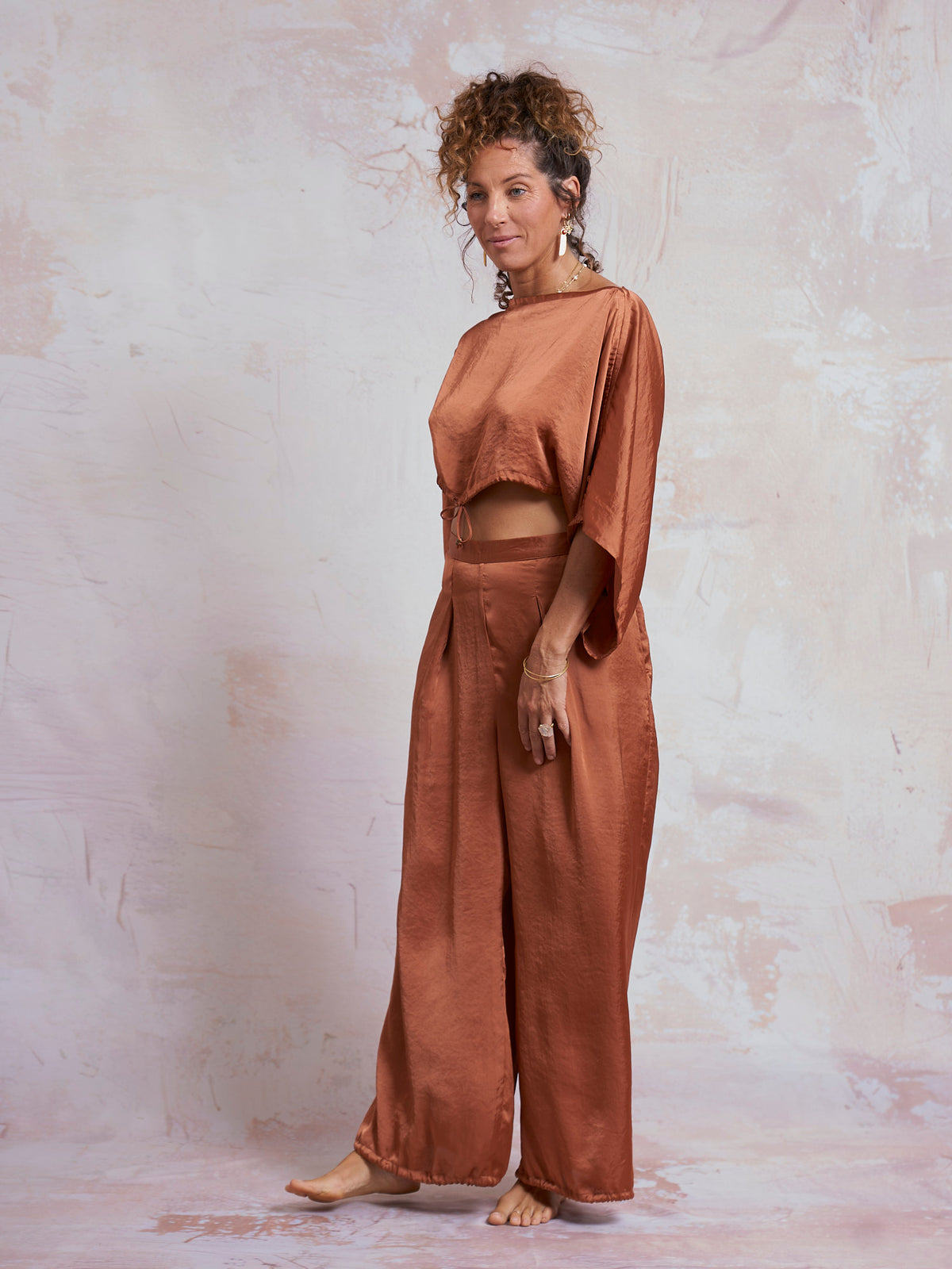 Copper Satin Yuko Pants