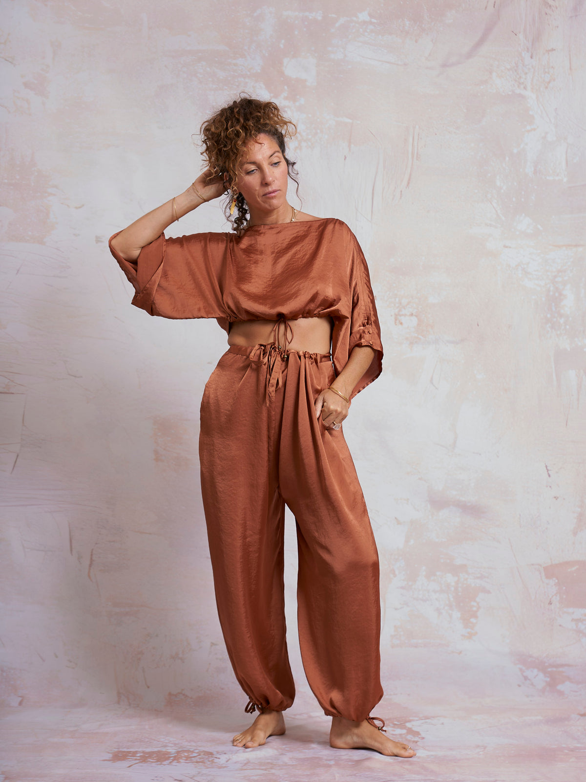 Copper Satin Yuko Pants