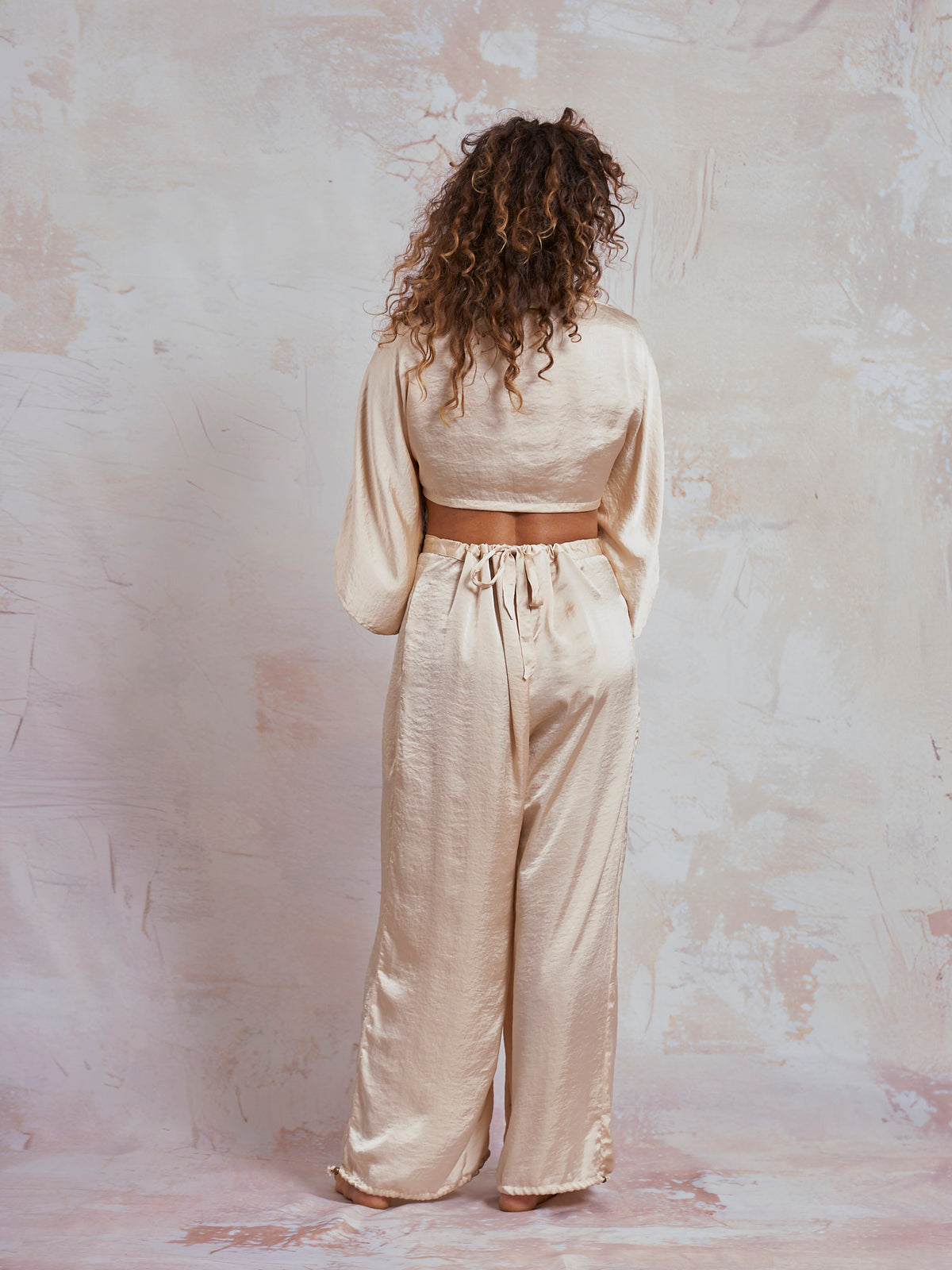 Ivory Satin Yuko Pants